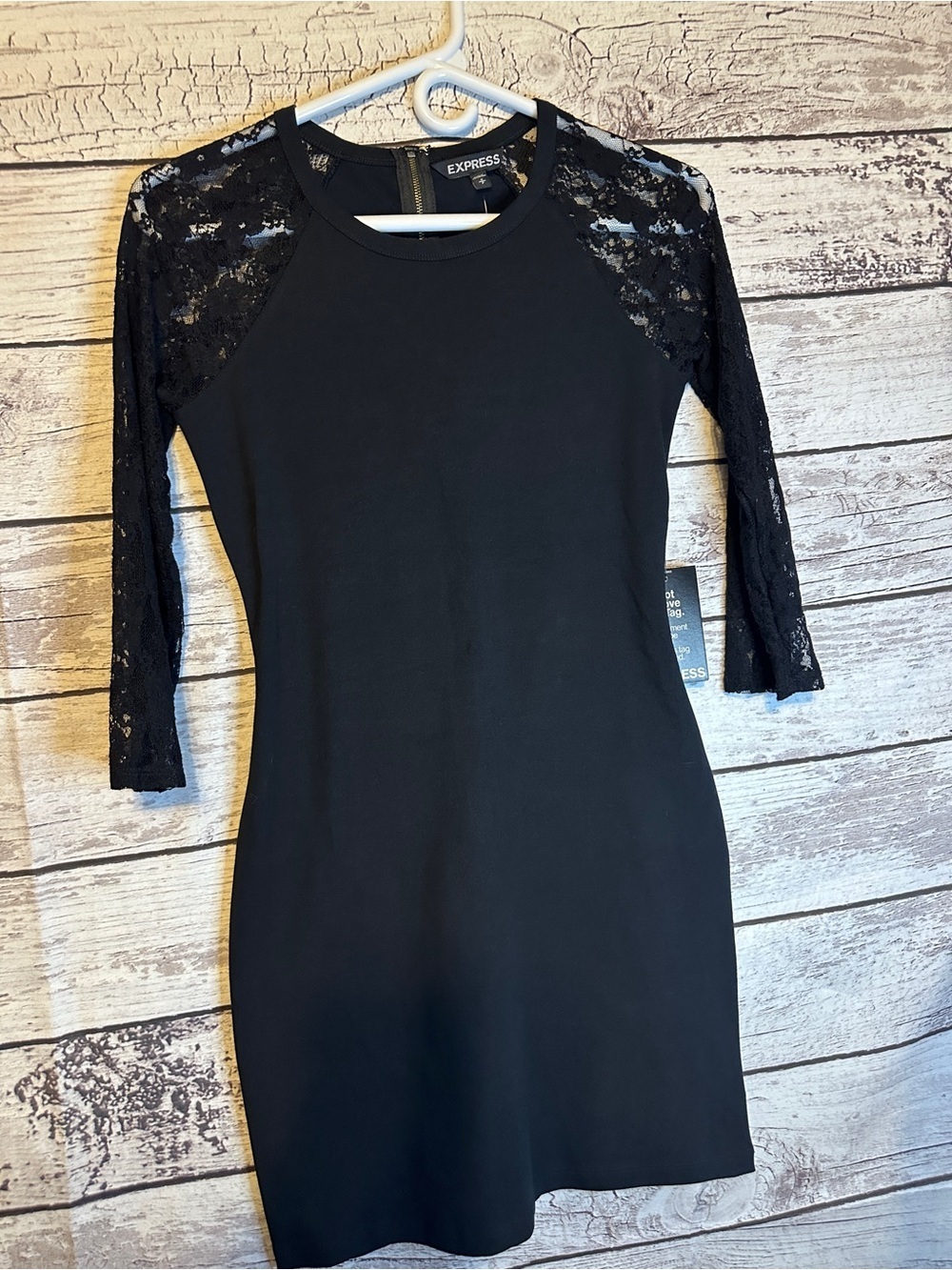 EXPRESS Black Lace Sleeve Bodycon Dress NWT Small